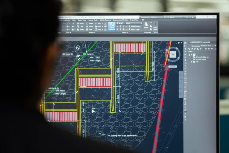 A privacy-engineering data-flow diagram on a technical desk