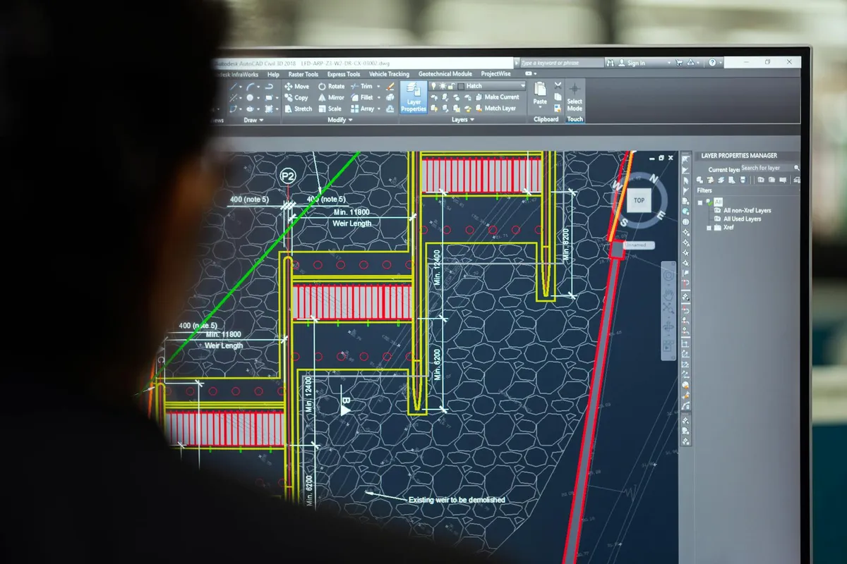 A privacy-engineering data-flow diagram on a technical desk