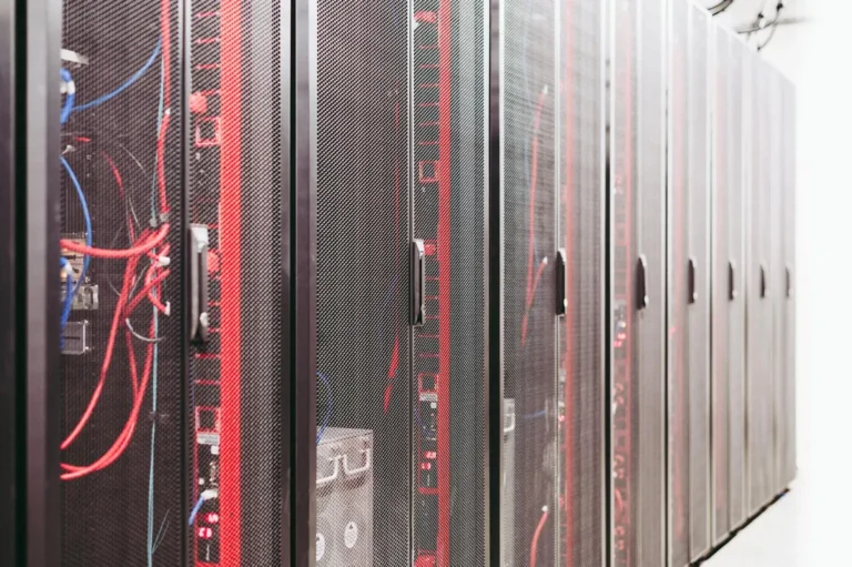 A data-center server room with computer racks